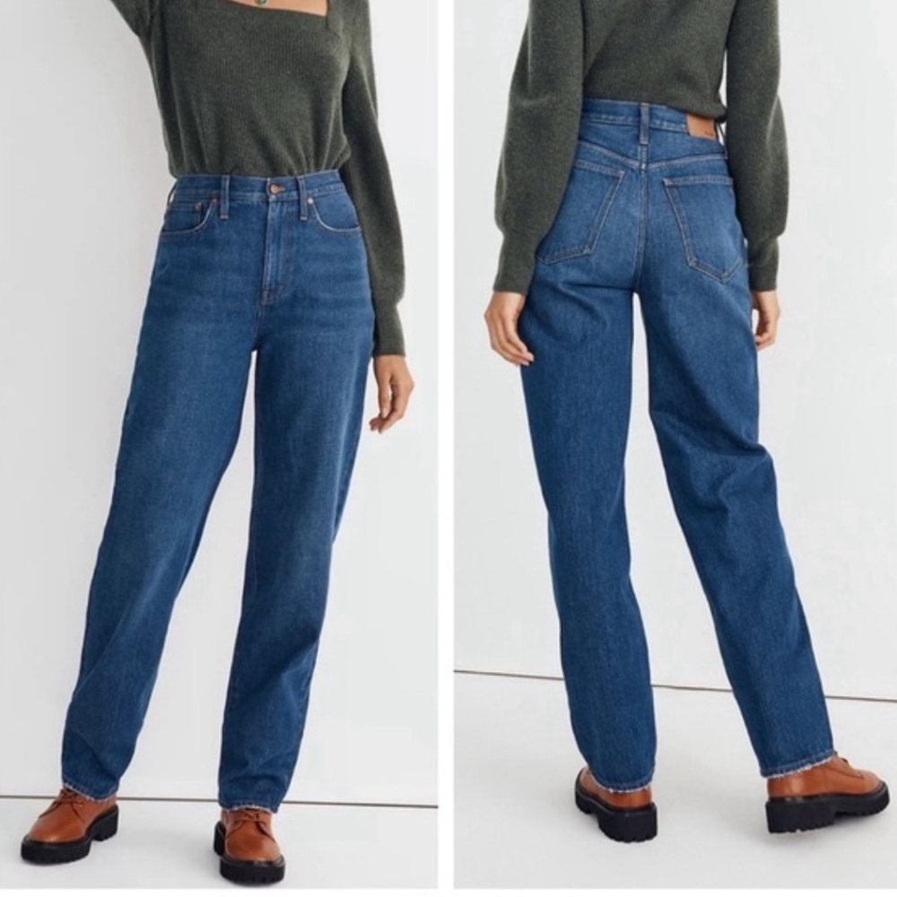 Madewell baggy straight raw hem ankle jeans size 28